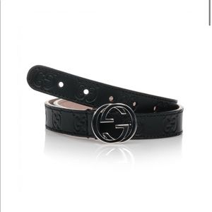 Mint Condition: Gucci Black Leather GG Logo Belt - Kids